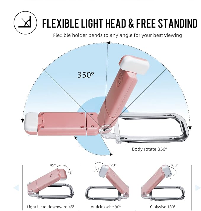 EGWASER Book Light for Reading in Bed, USB Rechargeable Clip on Book Lights - Image 4