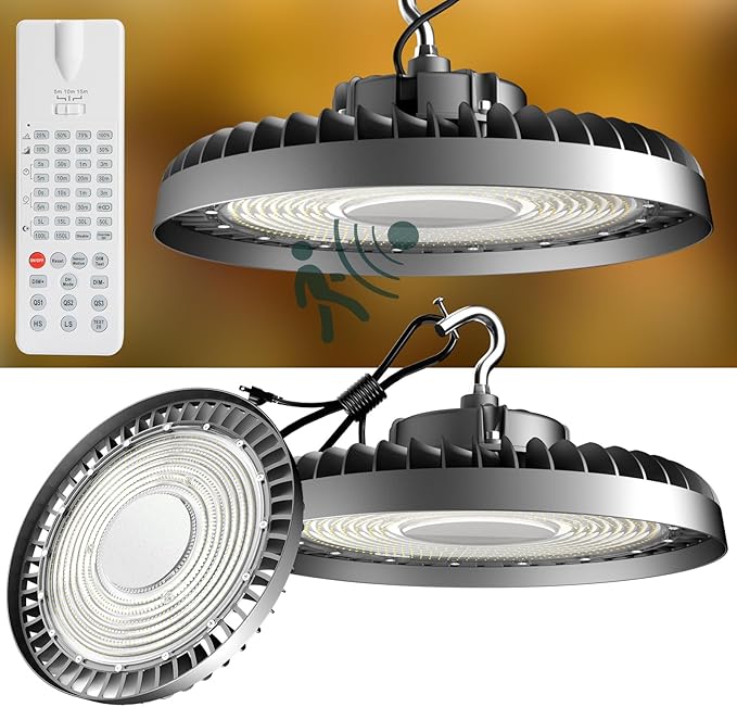 ACOHOOK Smart 320W LED High Bay Light with Motion Sensor, 48000lm (Eqv.1200W MH/HPS) High Bay LED Shop Light 100-277V Commerical Grade UFO Lights（Remote Buy Separate）