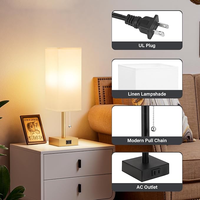 Bedside Lamp for Bedroom Set of 2 - Image 5