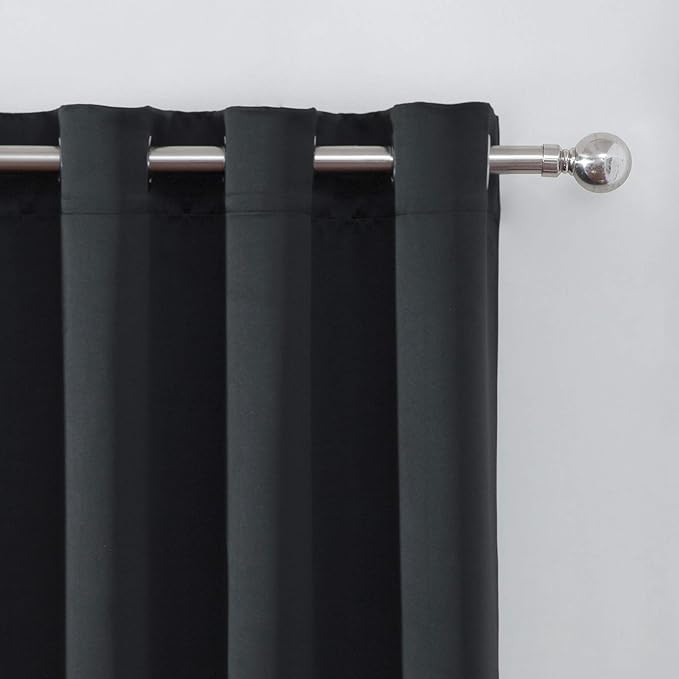 Black Blackout Curtains 52 x 63 Inch Length/Set of 2 Curtain Panels/Thermal - Image 6