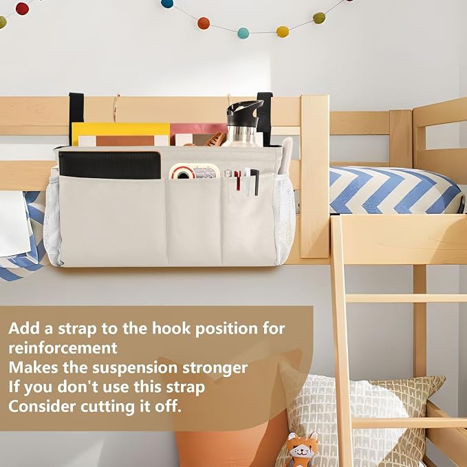 DOMIKING Beige Bedside Caddy for Dorm Bed Recliner Armrest Organizer - Image 6