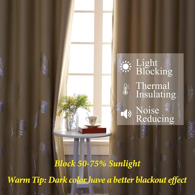 Blackout Curtains Silver Palm Tree Curtains Energy Saving Curtains Room - Image 6