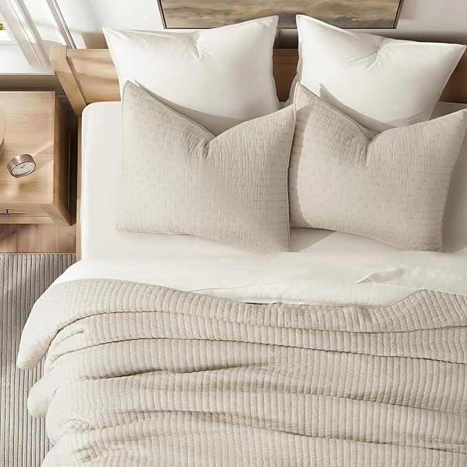 Cross Stitch Pre-Washed Cotton Quilt Bedding Set King Size, Oversized 3 Pieces - Image 4