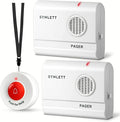 SYNLETT 2 Caregiver Pagers with 1 Call Button SOS Alert System for Elderly Seniors Patients Home Care Nurse Call Bed Alarm Emergency Monitoring