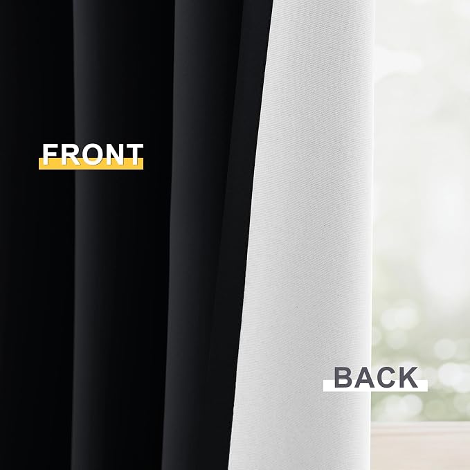Yakamok Black 100% Blackout Curtains 72 Inches Long - Image 6
