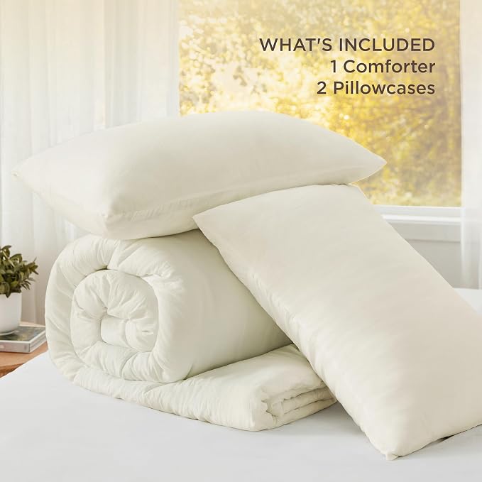 Bedsure California King Comforter Set, Ivory Soft Prewashed Bedding - Image 6