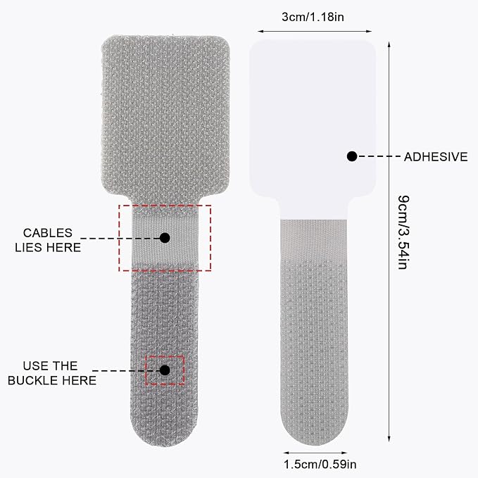 100 Pcs Hook and Loop Cable Straps, Cable Management Under Desk, Residue-Free - Image 2