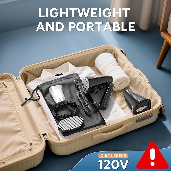 IRONDAY Steamer for Clothes, 1200W Portable Handheld Garment Steamer&Iron 2-in-1 with Fast Heat-up, Auto-Off, 350ml Water Tank, Powerful Foldable Handle Clothes Steamer Compact Size for Travel Home