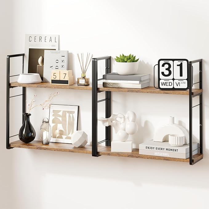 2-Layer Wall Bookshelf for Book Storage, Floating Book Shelves for Wall - Image 9