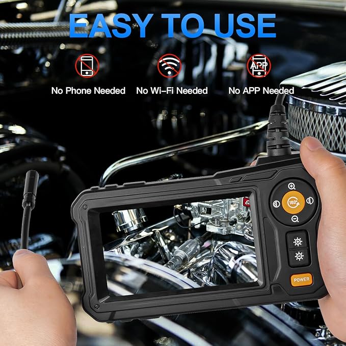 Endoscope Camera with Light - 4.3" LCD Screen Inspection Cameras,IP67 Waterproof Borescope with 8 Adjustable LED Lights,HD 1080P Endoscope Camera 16.5ft Semi-Rigid Cord,gifts for men tools and gadgets
