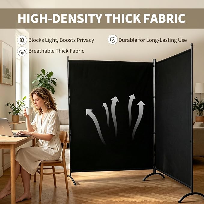 Extra-Wide 2 Panel Room Divider, Portable Privacy Screen - Image 6