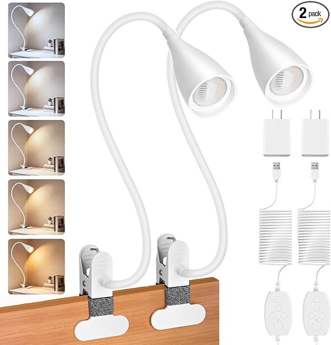 2 PCS Reading Light for Book in Bed, Clip on Light Reading Lamp by Uchoiceme