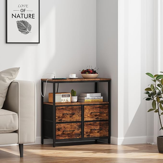 TUTOTAK Large Night Stand with Charging Station | Bedside Table with USB and - Image 6