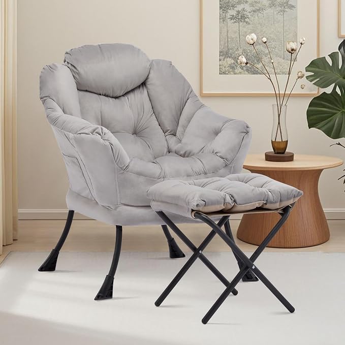 Lazy Chair with Ottoman, Comfy Reading Chair, Lounge Chair - Image 2