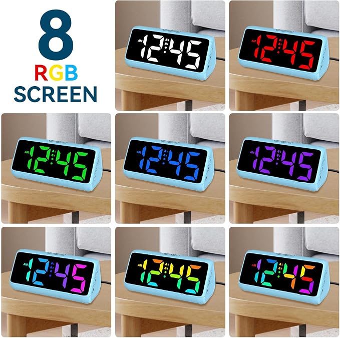 Loud Alarm Clock for Heavy Sleepers, RGB Alarm Clocks for Bedrooms Seniors Kids - Image 4