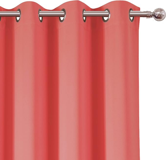 100% Blackout Curtains 52 x 84 Inch/Coral Curtains 2 Panels - Image 7