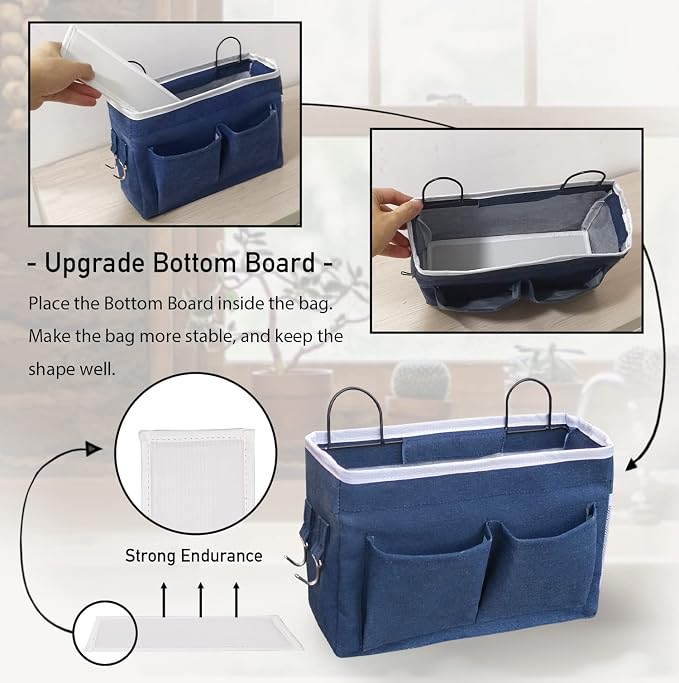 Kanrichu 2pcs Middle Wall Hanging Organizer Bag, Linen Fabric Door Hanging - Image 3
