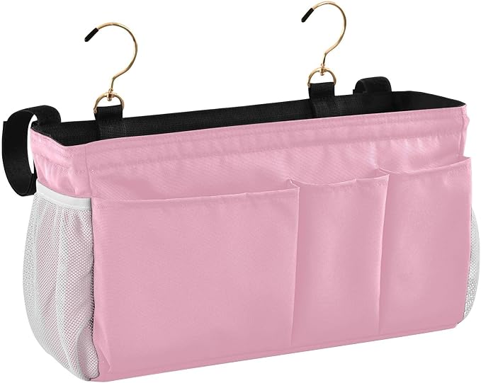DOMIKING Pink Bedside Caddy for Dorm Bed Recliner Armrest Organizer by DOMIKING