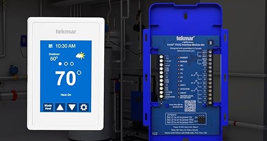 tekmar Invita Wi-Fi Thermostat | 2-Wire, Energy Star Approved, Up to 2-Stage Heat, 2-Stage Cool, Fan & 2 Accessories or Up to 4-Stage Heat, 2-Stage Cool, Fan, Reversing Valve and 1 Accessory | ERV/HRV