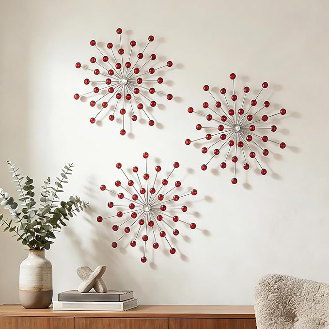 ZEXUIRU 3 Set Silver Starburst Wall Art by ZEXUIRU