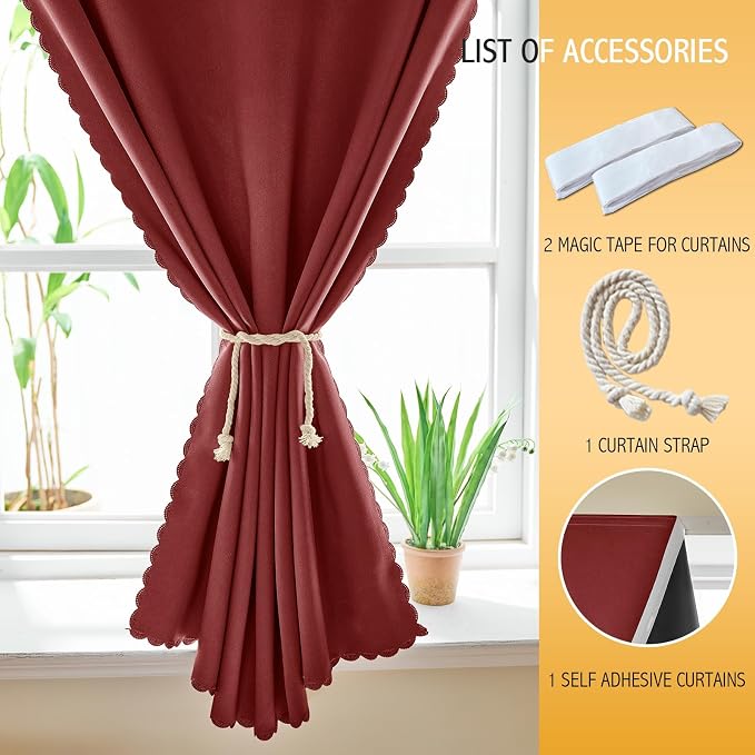 JILRON Adhesive Curtain 100% Blackout No-Drill Easy Install - Image 4