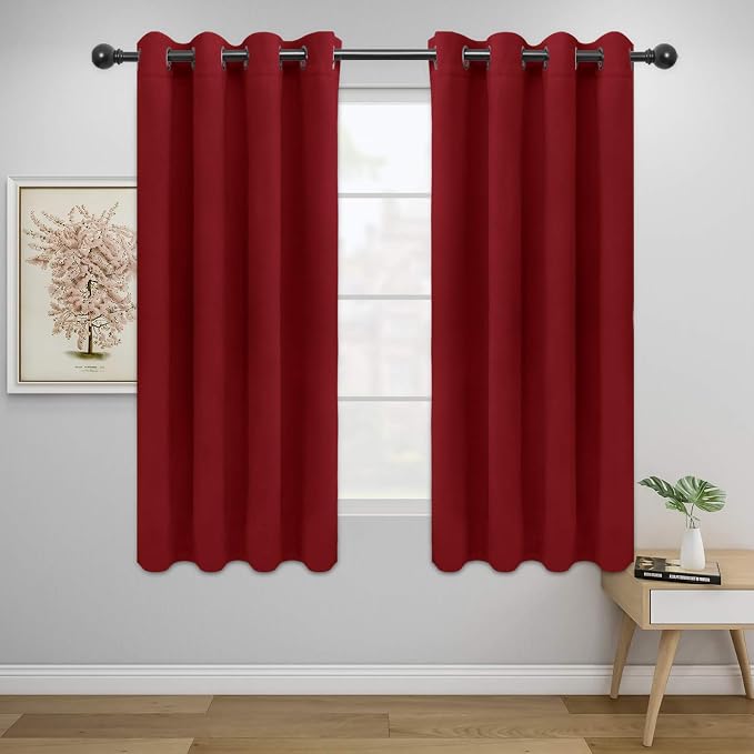 Easy-Going Thermal Grommet Blackout Curtains, 2 Panels 52x46 in | Christmas Red by Easy-Going