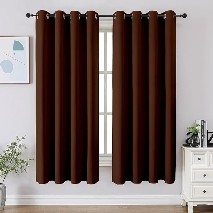CUCRAF Brown Blackout Curtains 54 inch Length 2 Panels Set, Room Darkening by CUCRAF