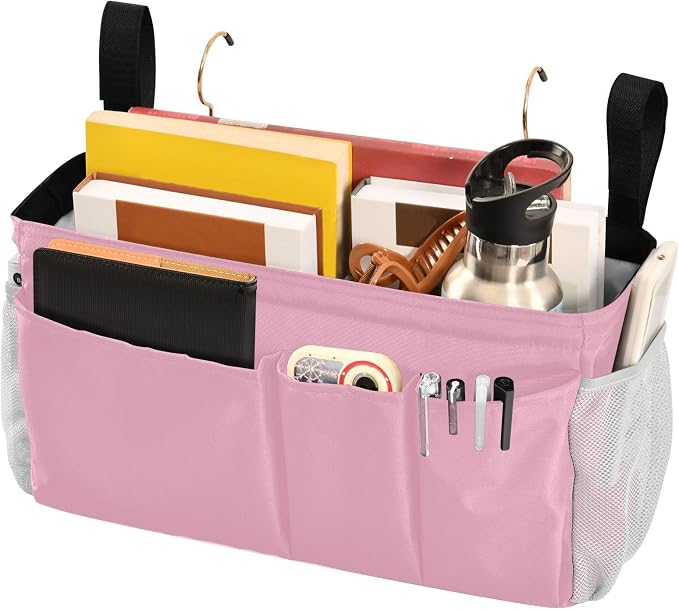 DOMIKING Pink Bedside Caddy for Dorm Bed Recliner Armrest Organizer - Image 3
