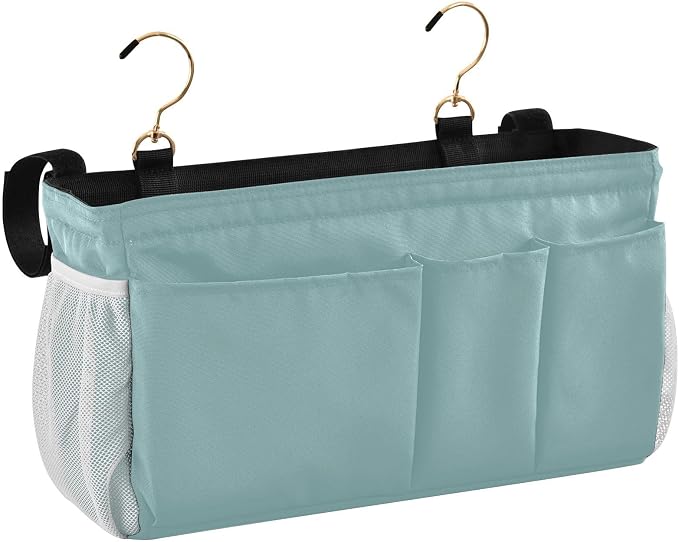 DOMIKING Teal Bedside Caddy for Dorm Bed Recliner Armrest Organizer by DOMIKING