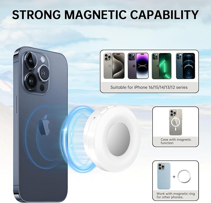 Selfie Light, Selfie Light for iPhone, Portable Phone Ring Light for Video Recording, Adjusted 4 Modes, Rechargeable Fill Light for Selfies, Photography, Makeup, Vlogs, TikTok, Video（White）