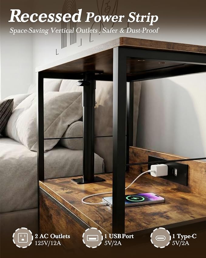 Faesun Swivel Lift Top Nightstand - Image 4