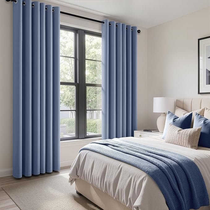 Denim Blue Blackout Curtains for Bedroom Living Room W40 x L84 Inch | 84 Inch - Image 6