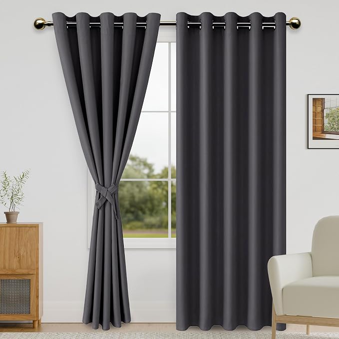 DWCN Dark Grey Blackout Curtains by DWCN