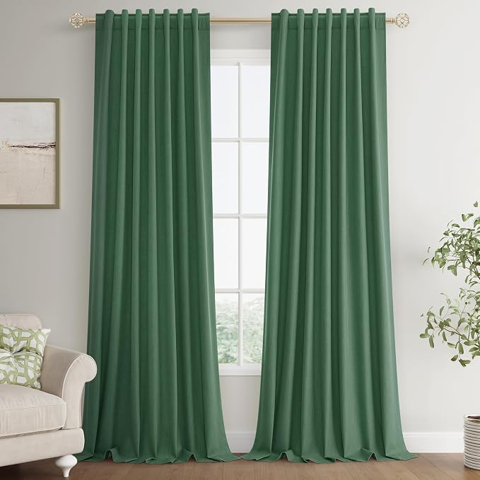 Joywell 100% Blackout Extra Long Linen Curtains 120 Inch Long - Image 9