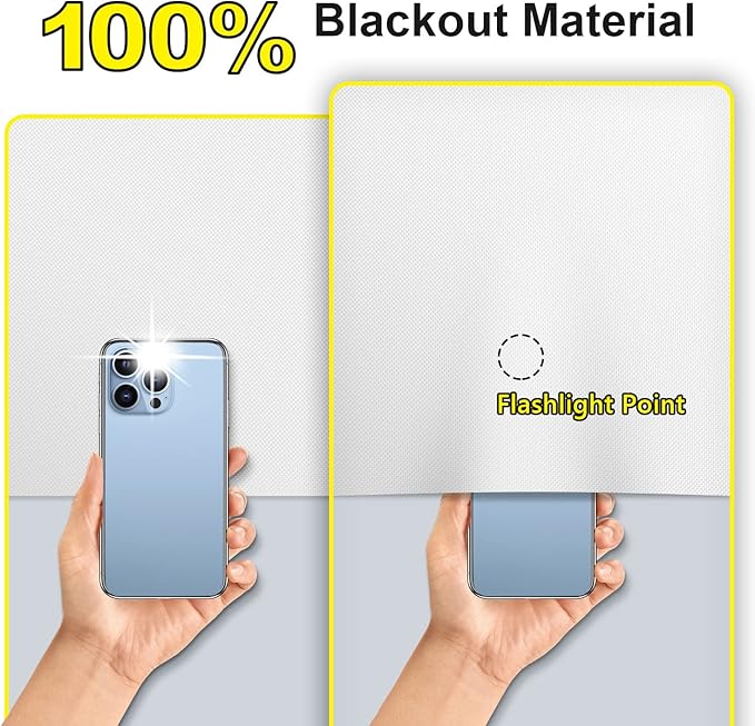 FADOTY 100% Blackout Curtains 2 Pack, No Drill, Sun Heat Light Blocker - Image 3