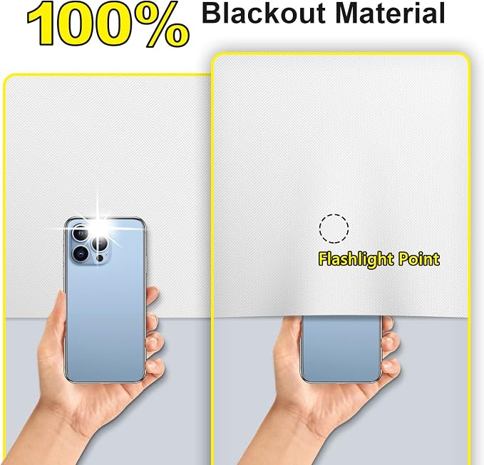 FADOTY 100% Blackout Curtains, No Drill, Sun Heat Light Blocker - Image 3
