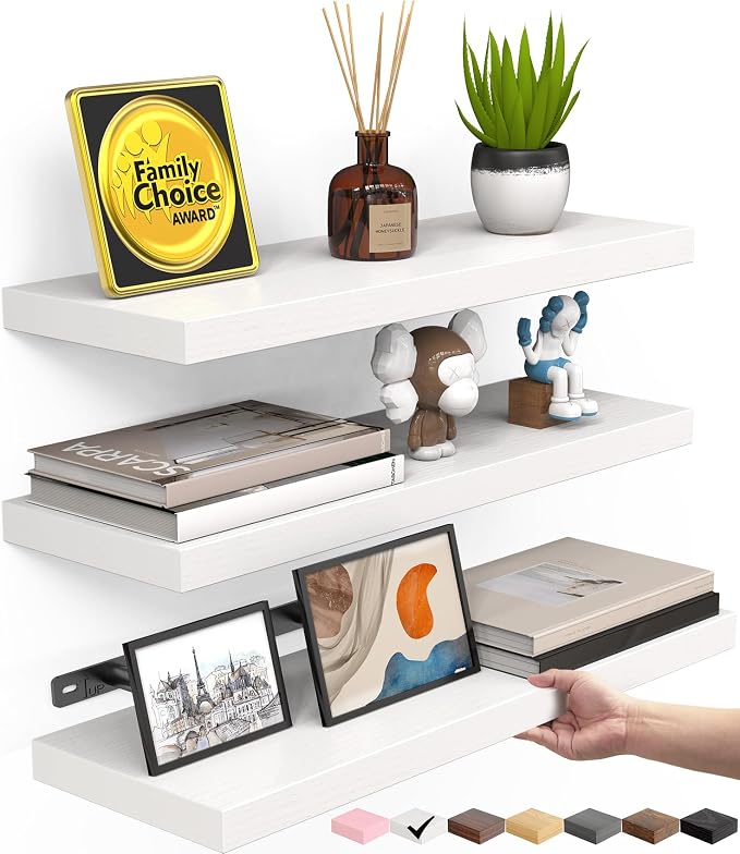 BAYKA White Floating Shelves 15.7in, Wall Mounted by Bayka