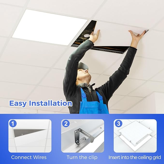 AIKVSXER 30 Pack 2x2 LED Flat Panel Light, Flush Mount Ceiling Light Kitchen Lighting Fixtures,Bright 6500LM,0-10V Dimmable,Switchable 3000K/4000K/5000K/5700K/6500K, 30W/35W/40W/45W/50W
