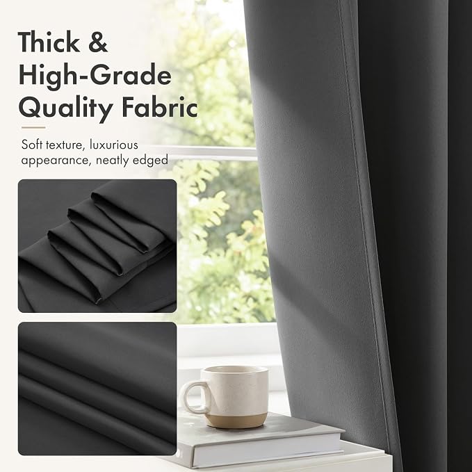 MIULEE 4 Panel Set Short Bedroom Blackout Curtains 54 Inch Long Grey | Thermal - Image 5