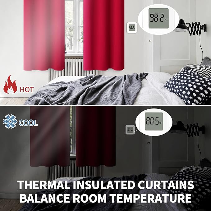 BGment Red Blackout Curtains 54 Inches Length - Image 3