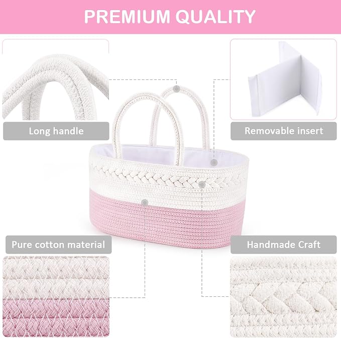 ABenkle Diaper Caddy Organizer, Rope Woven Storage Baske, Nursery Storage Basket - Image 2