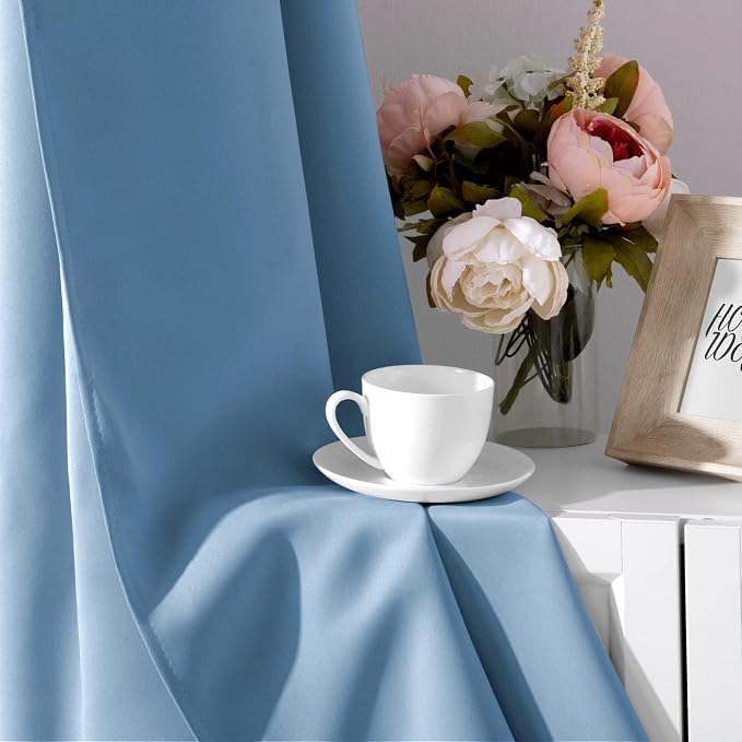 HOMEIDEAS Baby Blue Blackout Curtains 52 X 84 Inch Bedroom Curtains 2 Panels - Image 5