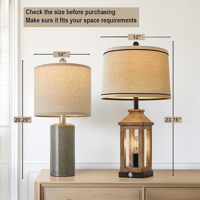 G-SAFAVA 20.25" Small Table Lamps Set of 2 Modern Ceramic Lamps - Image 2