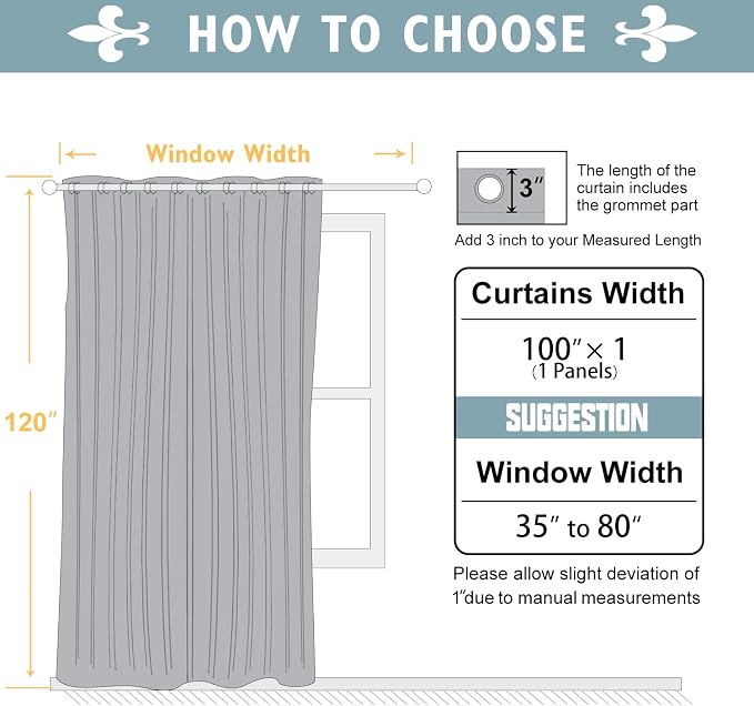 ChrisDowa Room Divider Curtain 120 Inch Long Sliding Door Curtains, 1 Panel | - Image 7