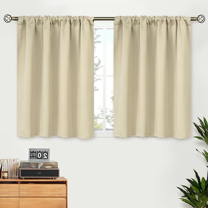 BGment Beige Short Blackout Curtains 30 Inches Length by BGment