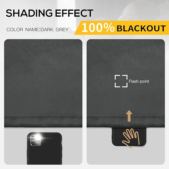 Yakamok Dark Grey Blackout Curtains 96 inches Long - Image 2