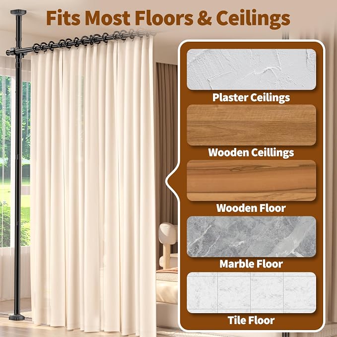 Room Divider for Room Separation, 4-10ft 28-140inch Adjustable Temporary - Image 4