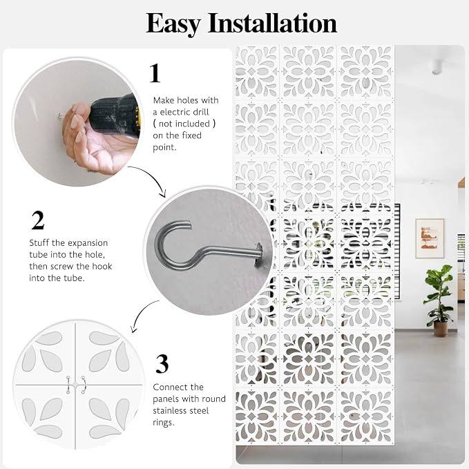 24PCS Hanging Room Divider Wall Screen Panel Room Divider Panels- Leaves | - Image 4