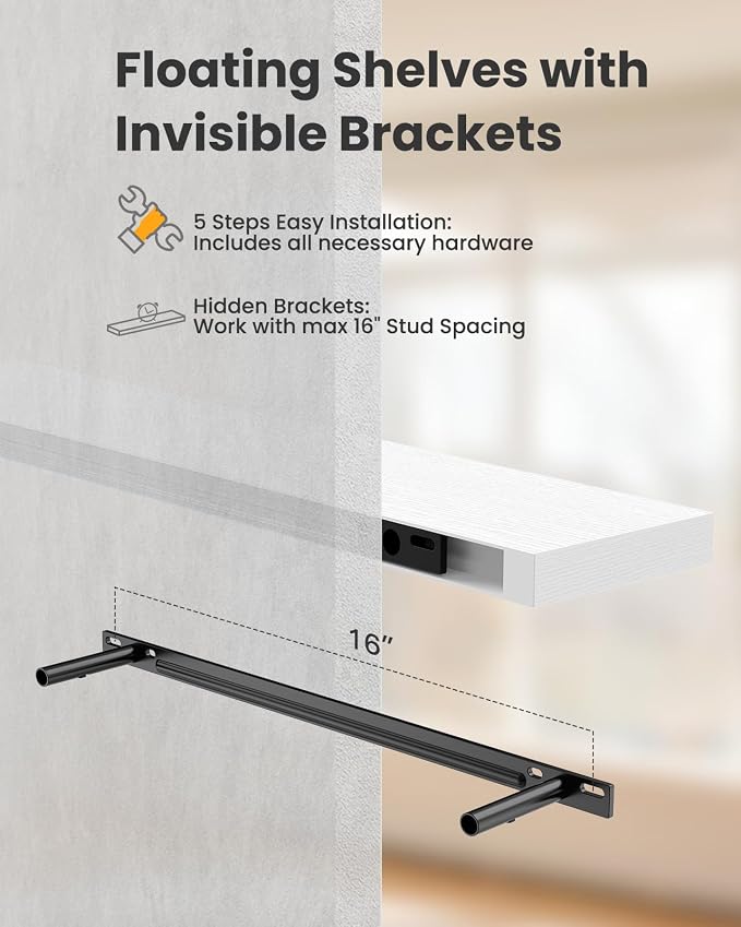 Amada 23.6" Floating Shelves for Wall Decor & Storage, Living Room, 22 lbs - Image 8