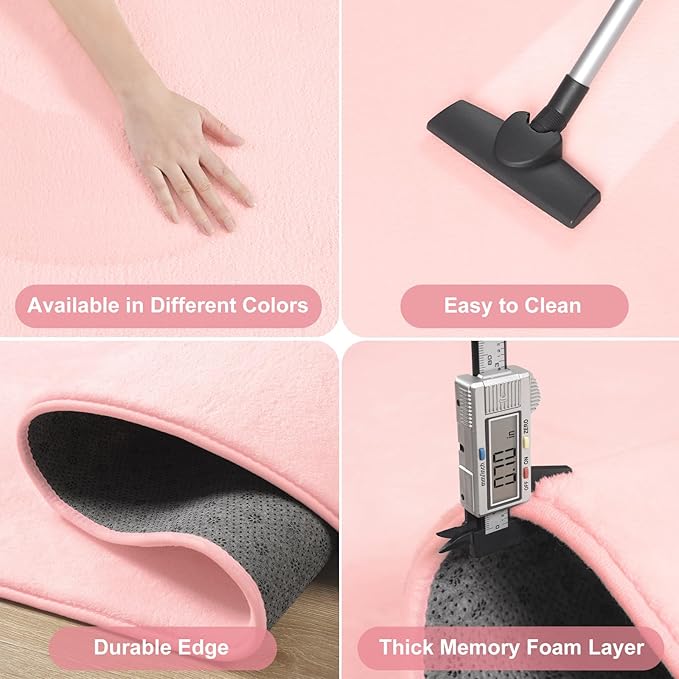 Modern Washable Runner Rugs, 2x3 Feet Pink Bedroom Runner Rug | Small Area Rugs - Image 5